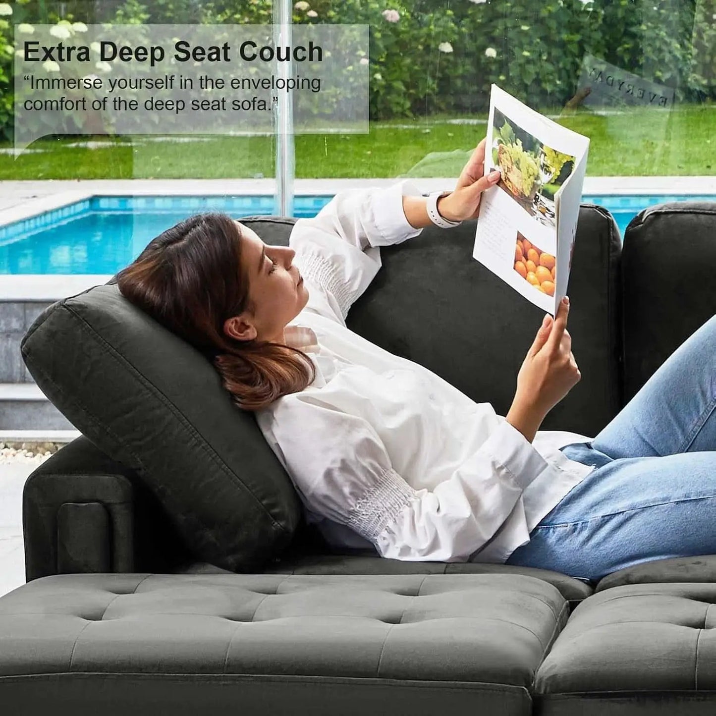Grey Velvet Modular Sectional Sofa With Storage And Sleeper from PriceLows™