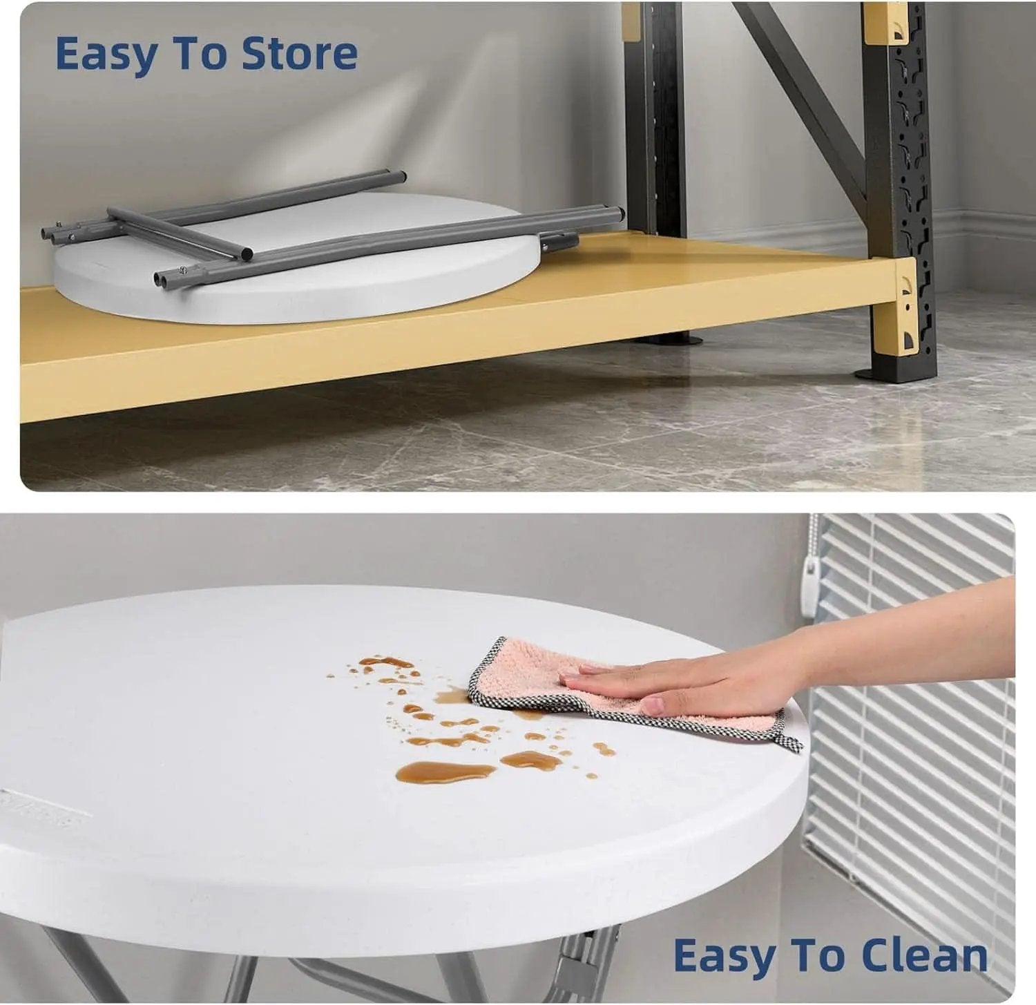 White 28 Inches Folding Cocktail Table Removable Legs from PriceLows™