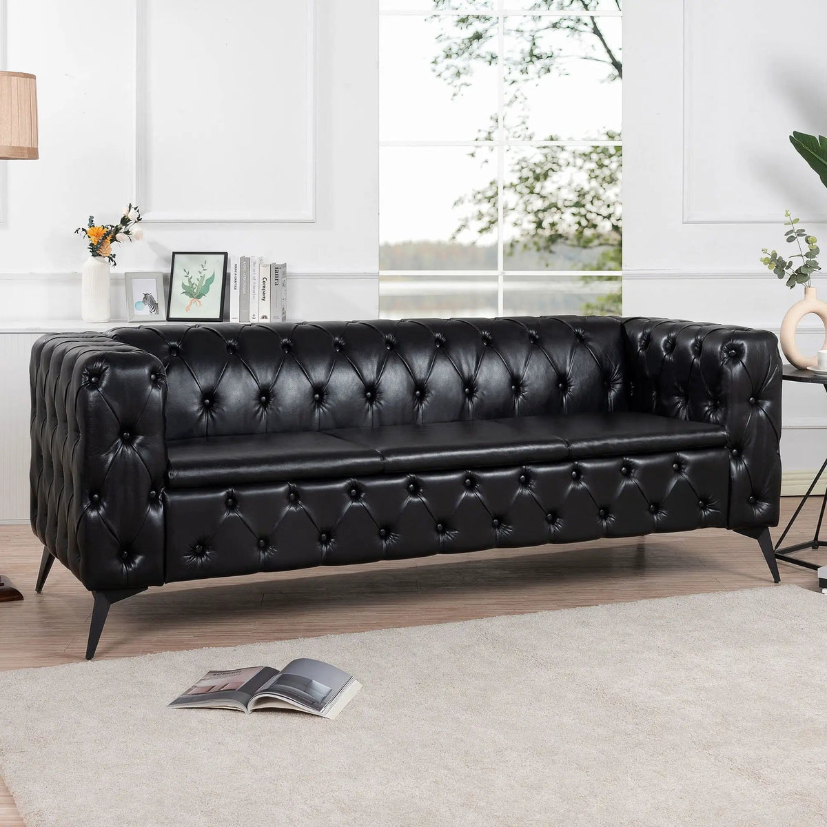 Square Arm Removable Cushion 3 Seater Sofa | 2 Pieces | Iron | Living Room
