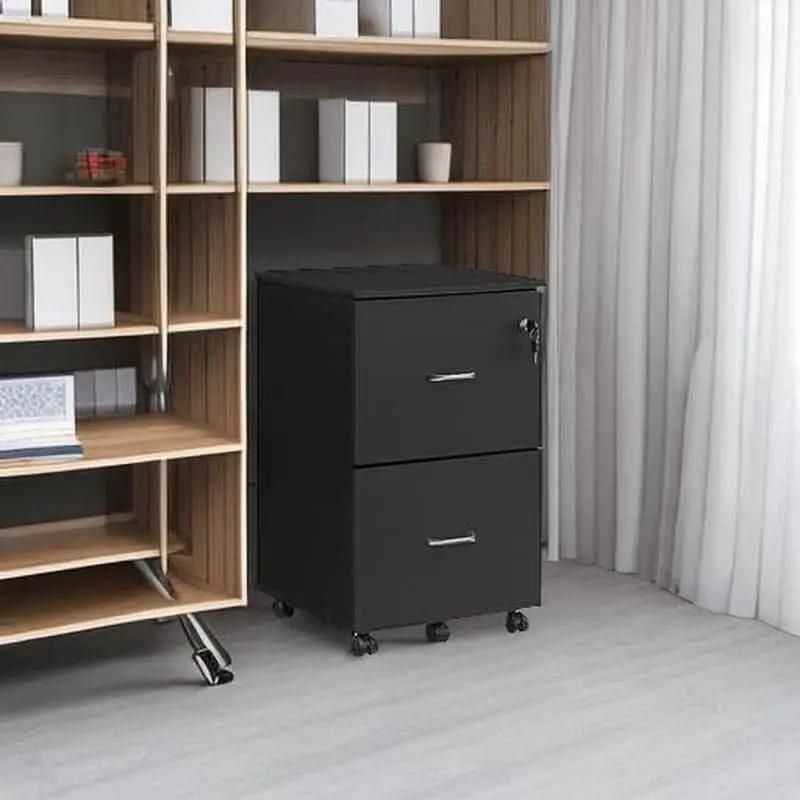 Two Drawer File Cabinet For Home Office A4 Size Black Honey Finish Space Saving Design from PriceLows™