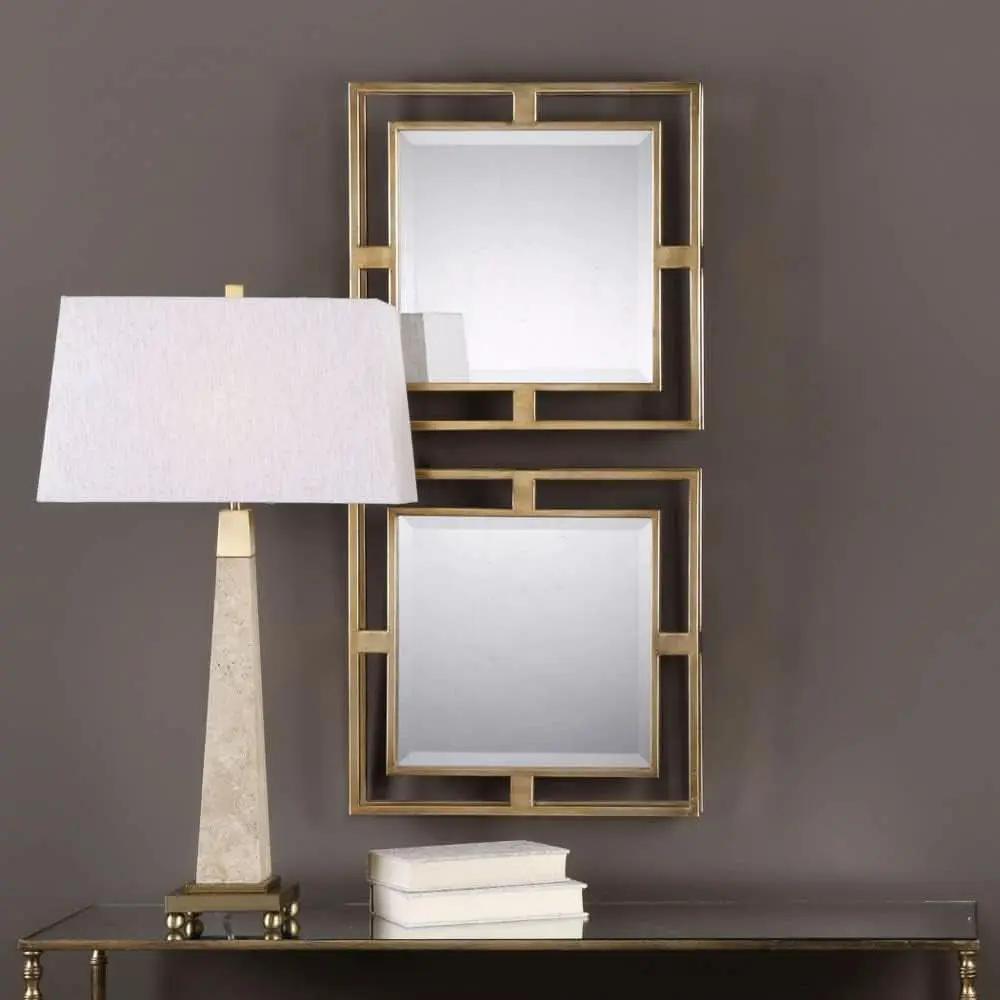 Allick 18 Inch Square Mirror Antiqued Gold Set Of 2 from PriceLows™