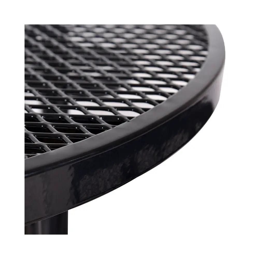 Round Steel Picnic Table | 46 Inch Diameter | Heavy-Duty Perforated Metal | Umbrella Hole