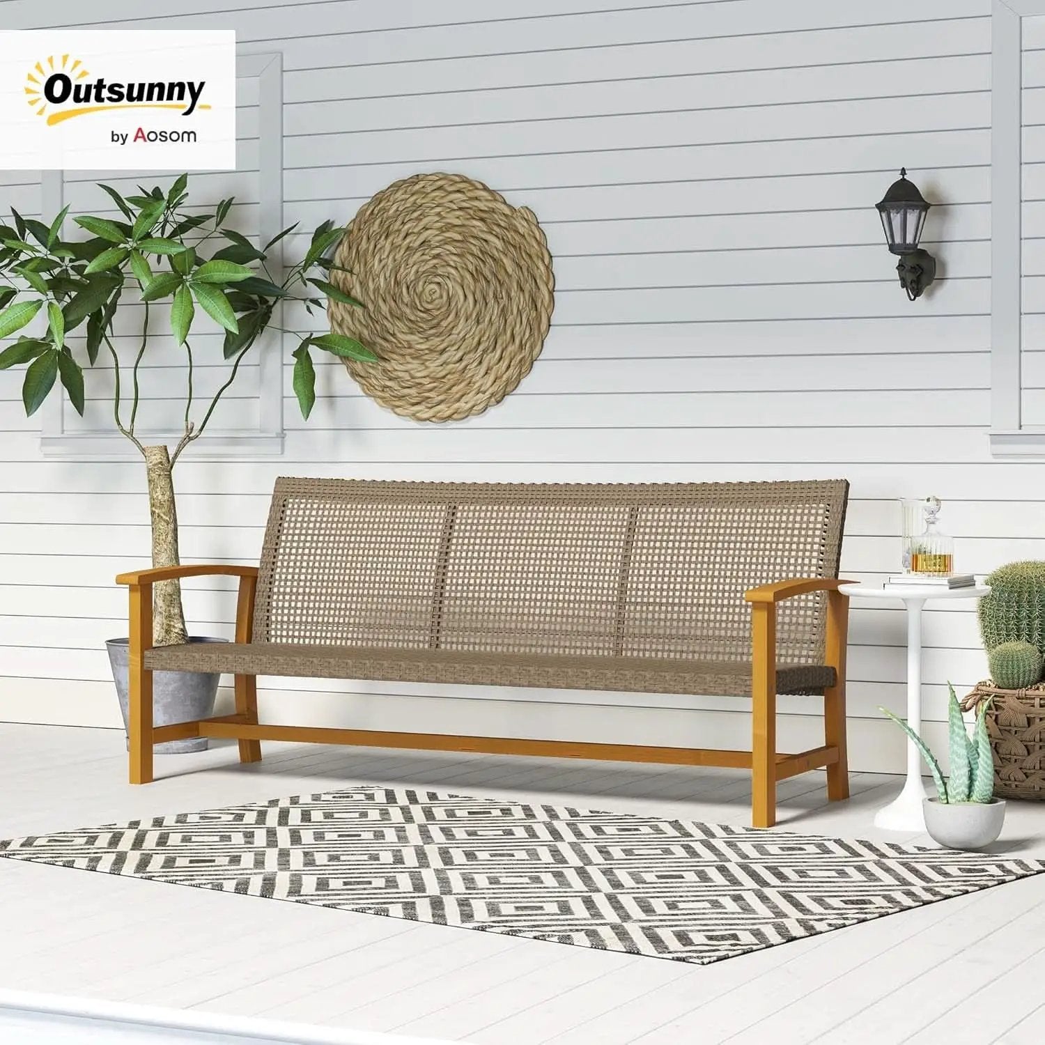 Spacious Wicker Outdoor Couch for Three Comfortable Seats from PriceLows™
