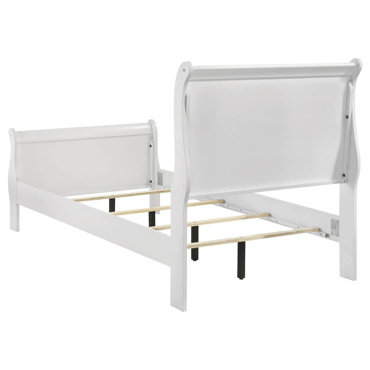 Louis Philippe 47-inch Twin Sleigh Panel Bed | 41.25 x 84.5 x 47.25 in | Bedroom Furniture | White