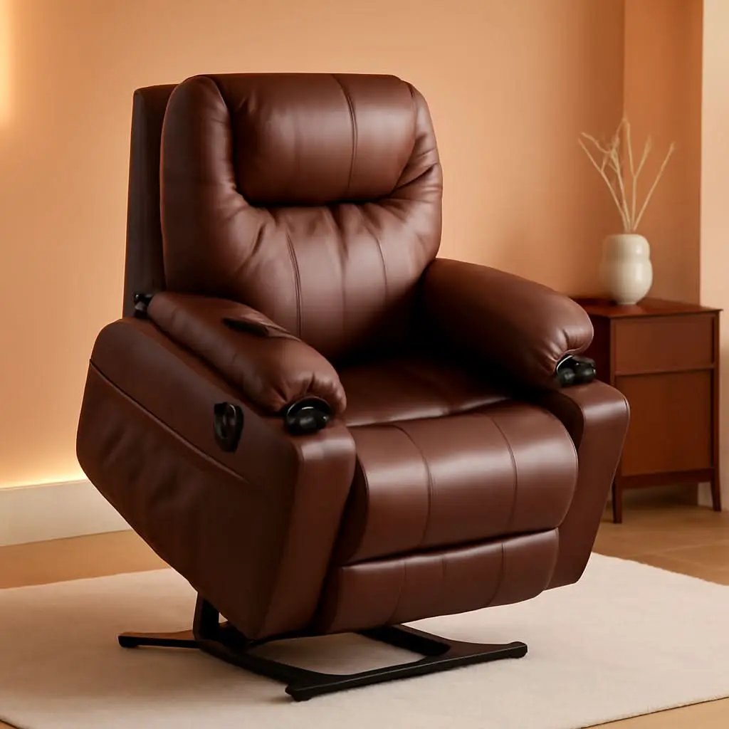Electric Power Lift Recliner Chair Dark Brown Massage from PriceLows™