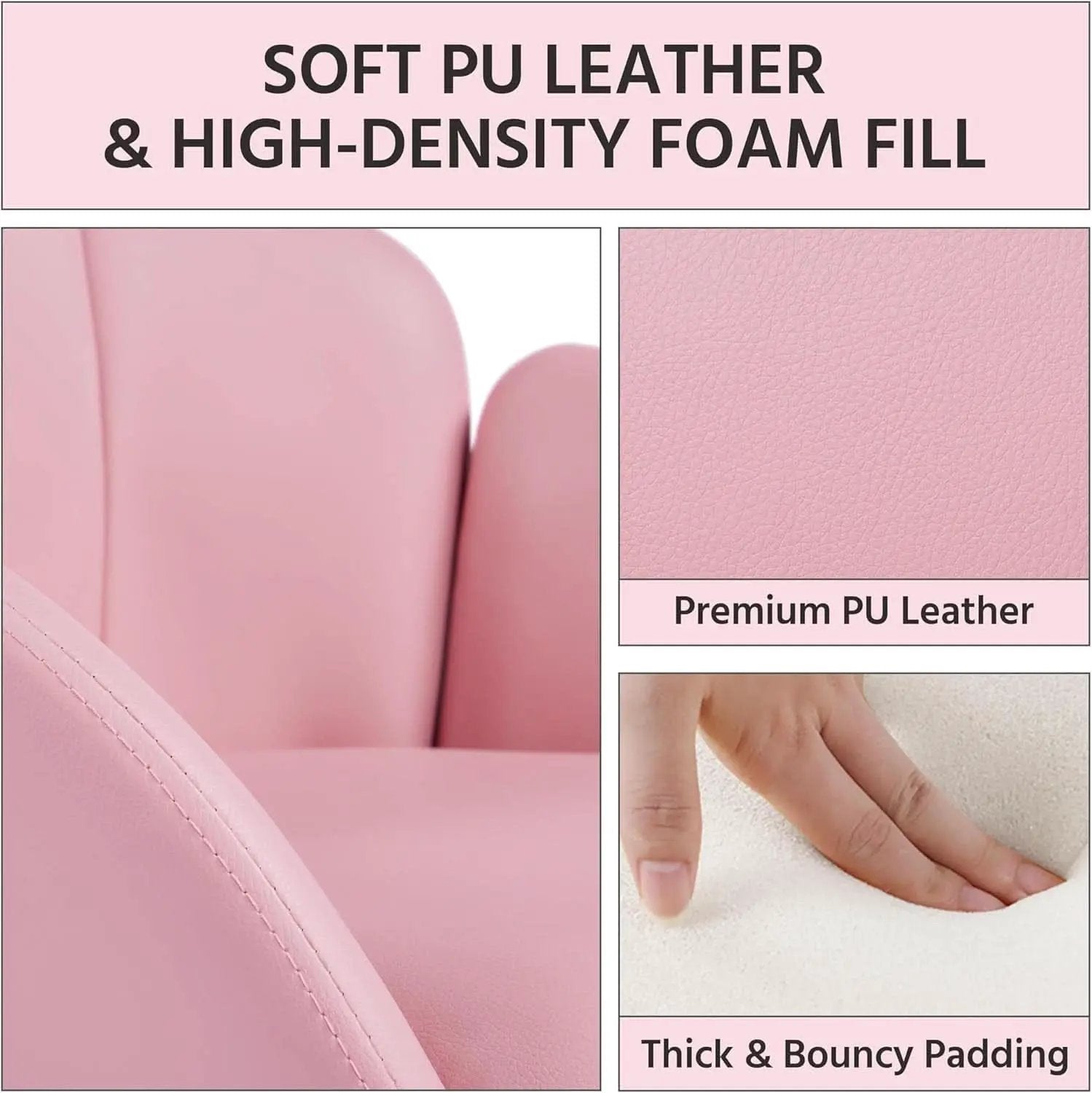 Modern PU Leather Armchair Flower With Golden Legs Pink from PriceLows™