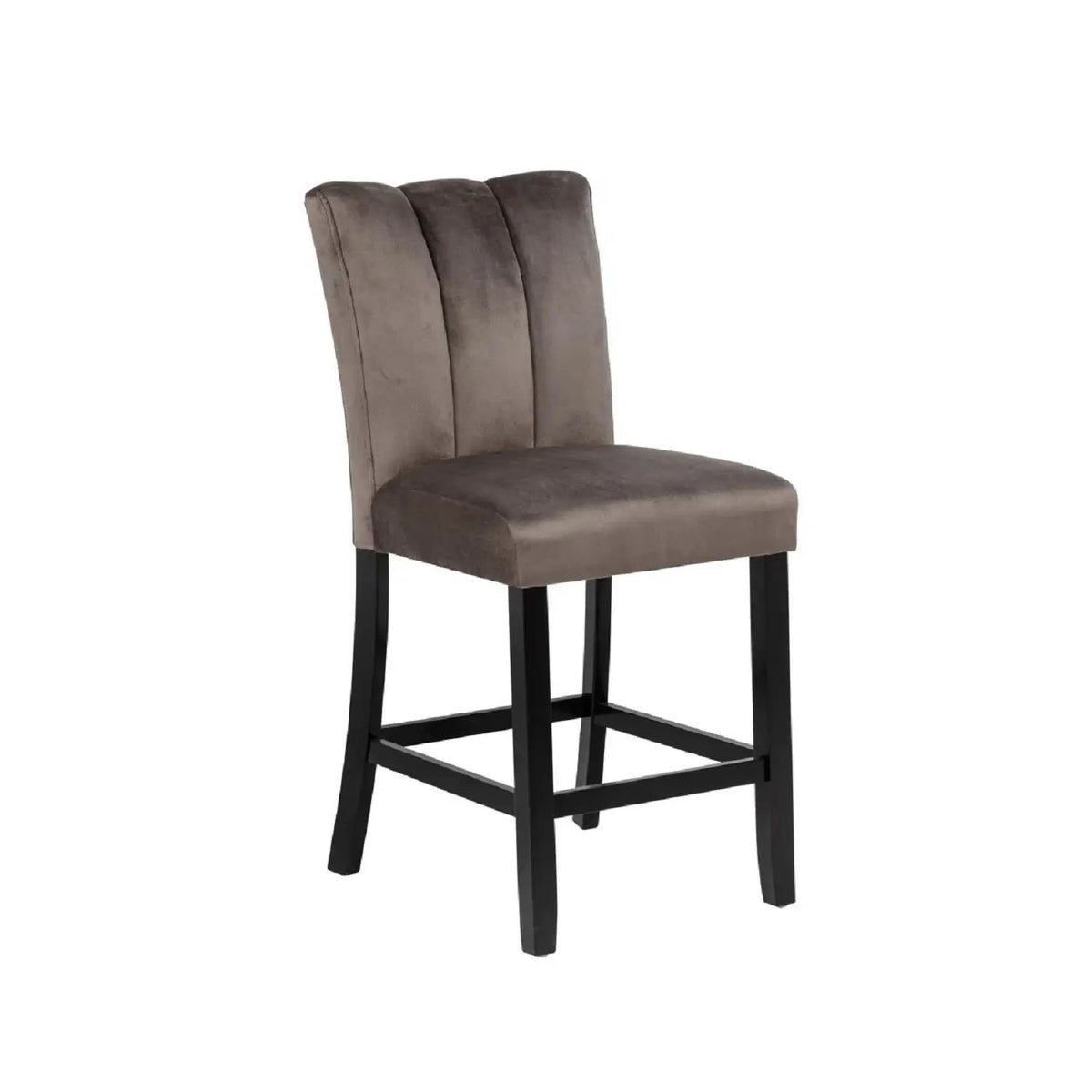 Upholstered Counter Height Chair | Velvet Cushion | Set Of 2 | Brown
