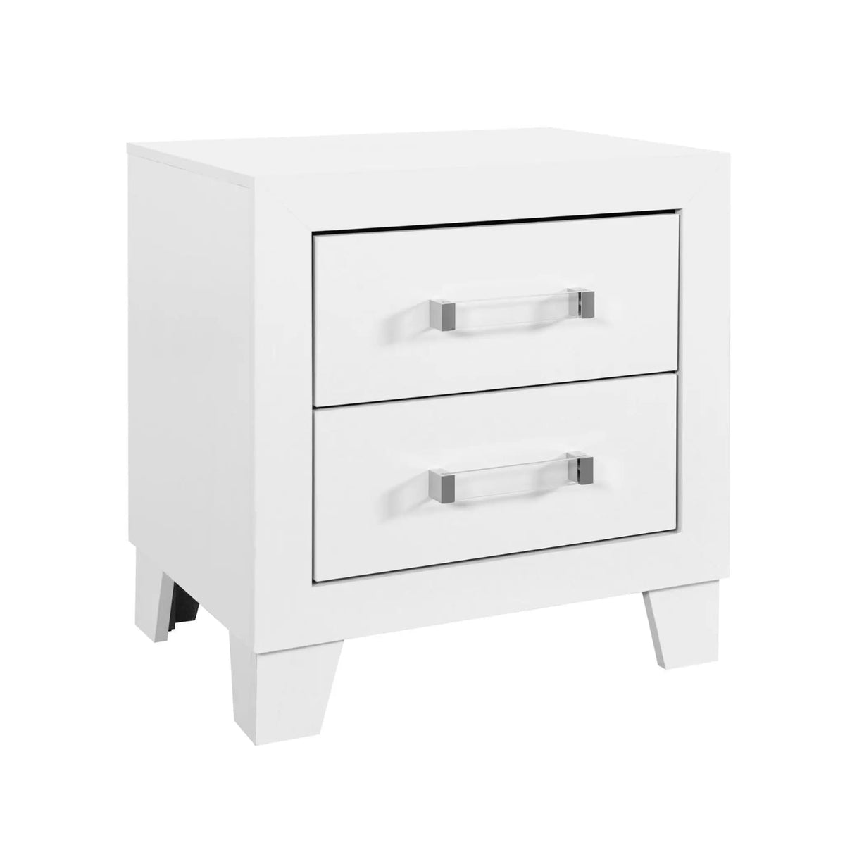 Omoda Nightstand | 21.65 x 16.14 x 23.66 in | Engineered Wood & Acrylic | White