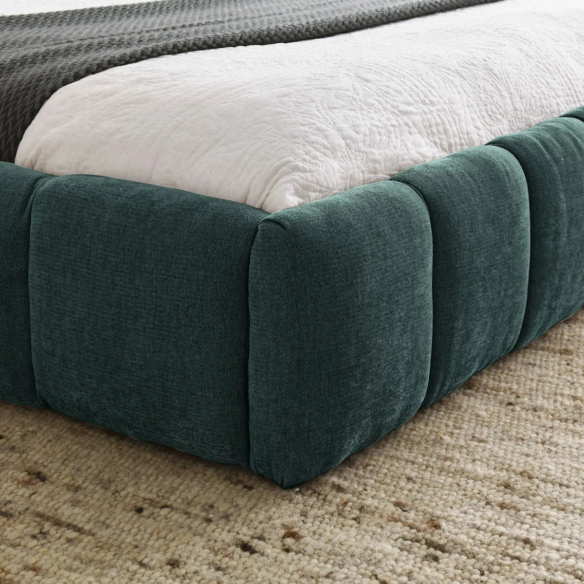 Modern Platform Storage Bed Frame | Thick Fabric Upholstery | Soft Headboard | Solid Construction