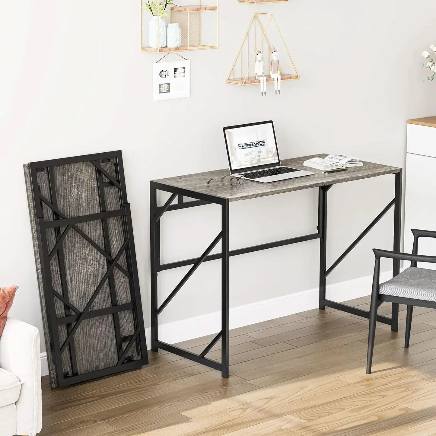 Folding Desk Compact No Assembly For Small Home Office from PriceLows™