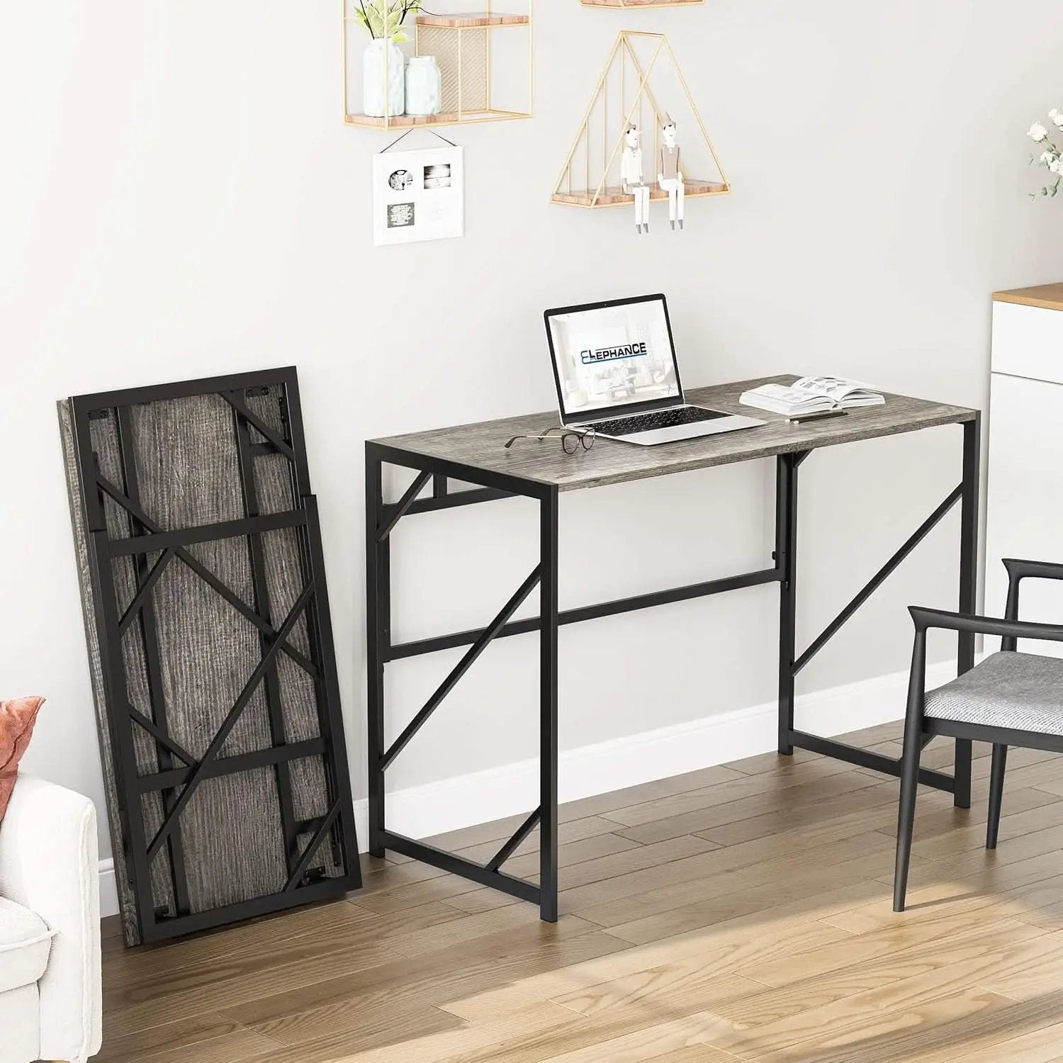 Folding Desk Compact No Assembly For Small Home Office from PriceLows™