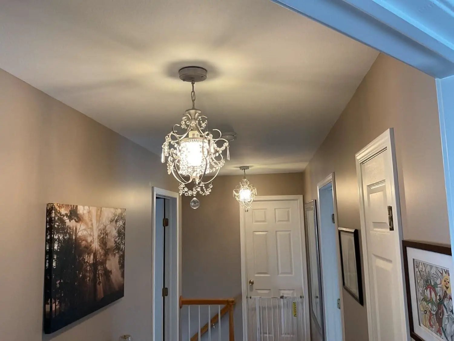 White Mini Crystal Chandelier Ceiling Light 1 Light Fixture from PriceLows™