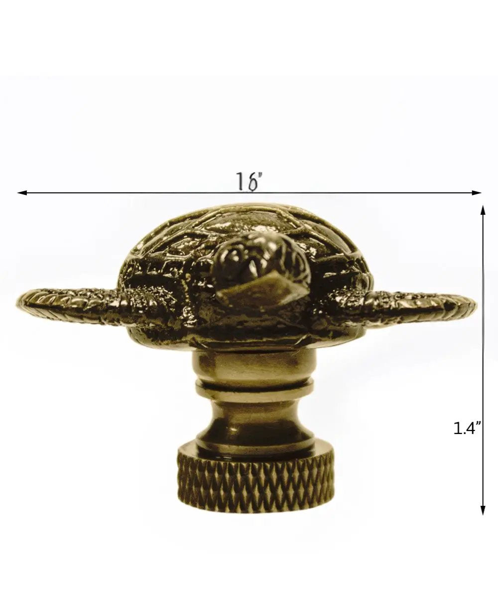 Lamp Finial | Sea Turtle Design | Antique Brass | 1.4 Inch Height