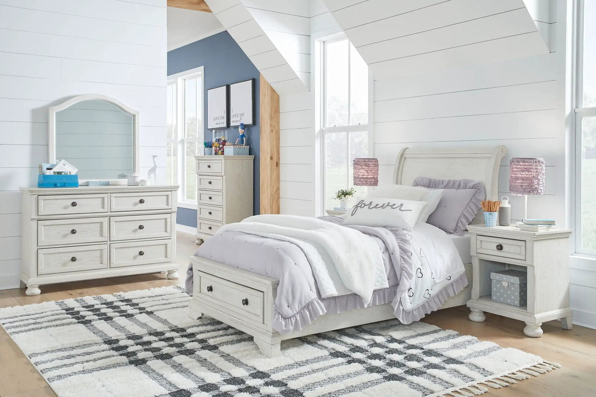 Robbinsdale Youth Sleigh Bedroom Set | 4-Piece | Storage Bed | Elegant Timeless Design