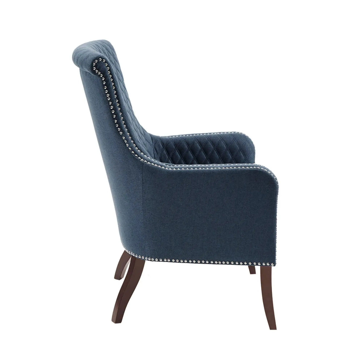 Accent Chair | Dark Blue | Quilted Back | Silver Nailhead Studs