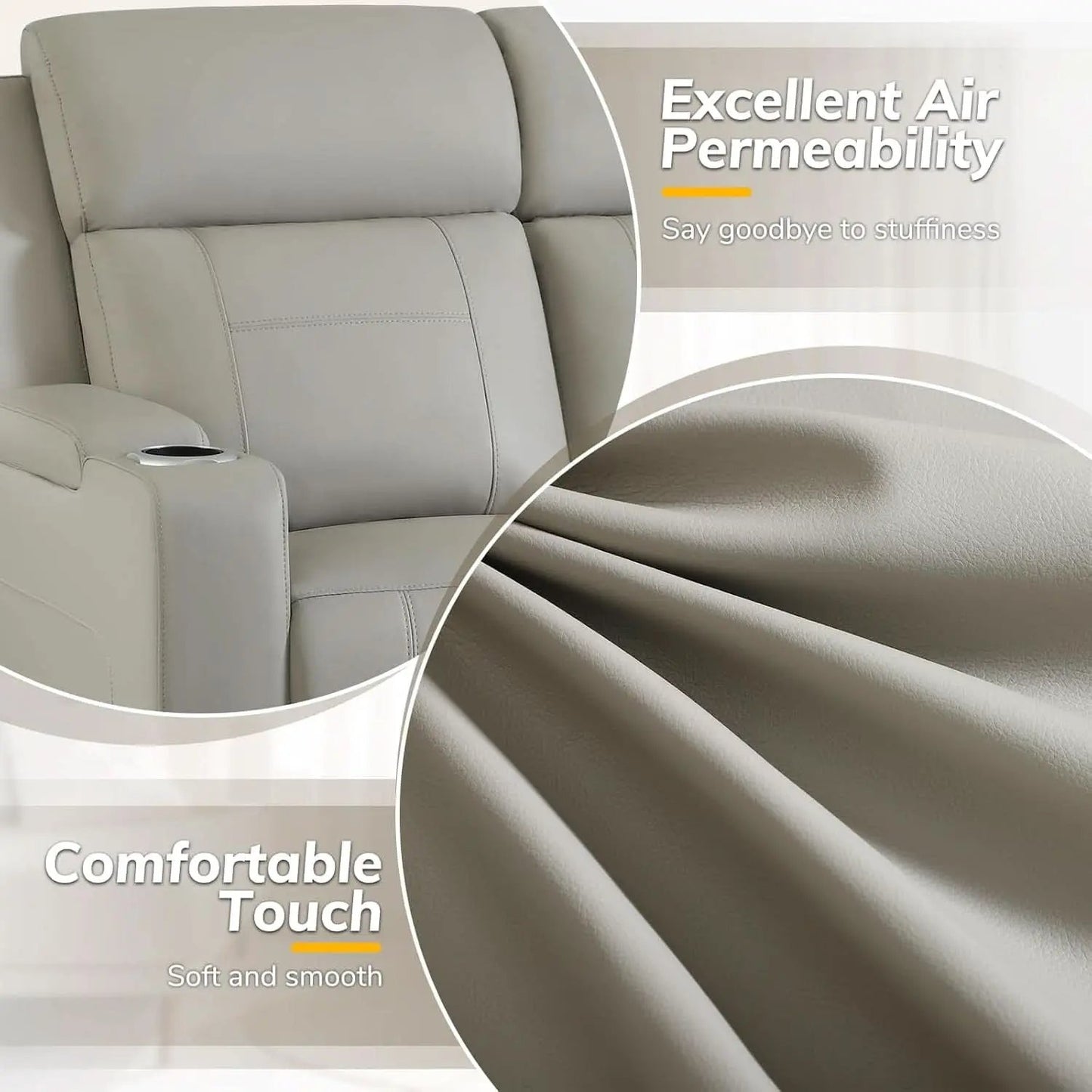 Power Recliner Sofa With Adjustable Headrest USB Charging from PriceLows™