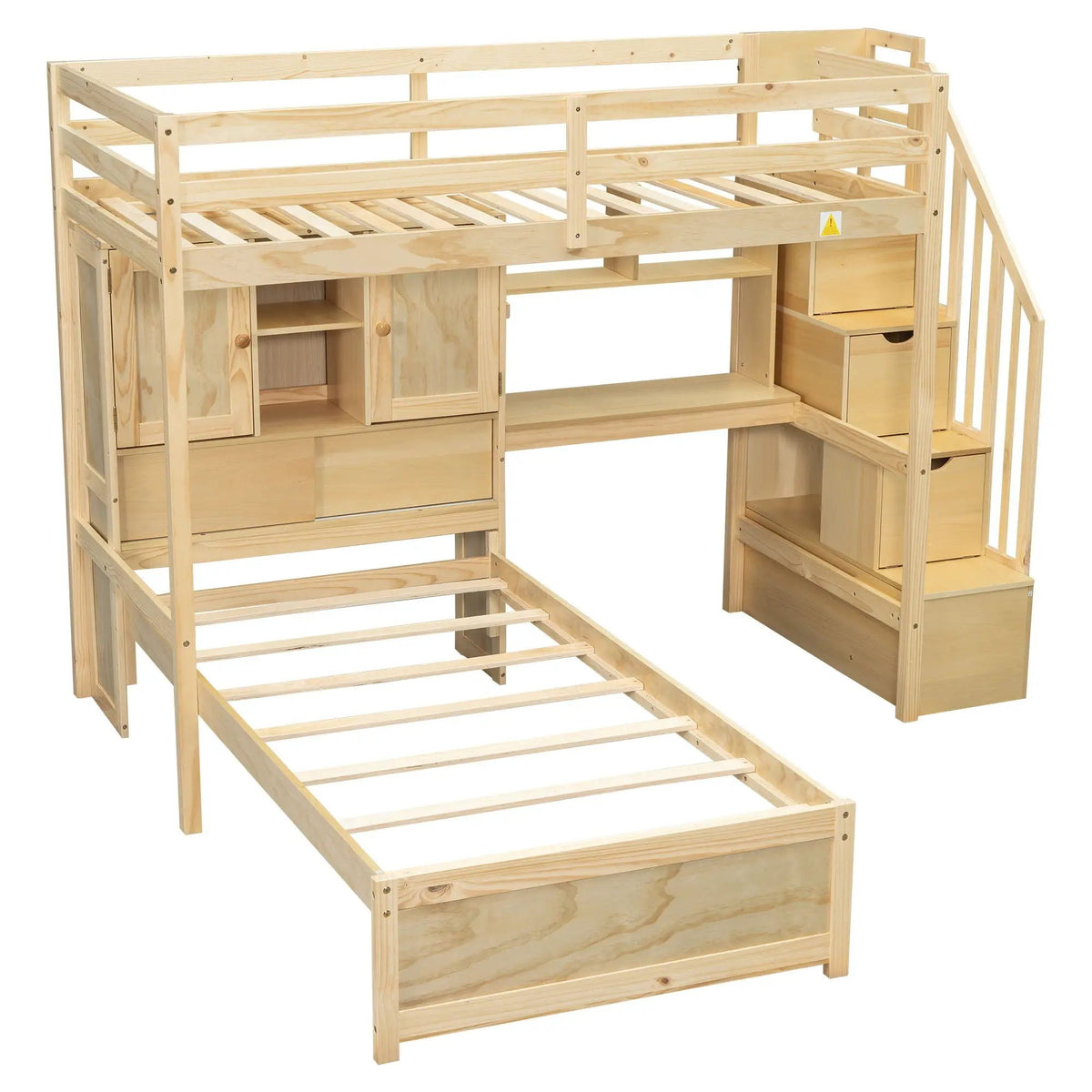 Loft Bed | Solid Pine Wood | Built In Desk | Side Storage