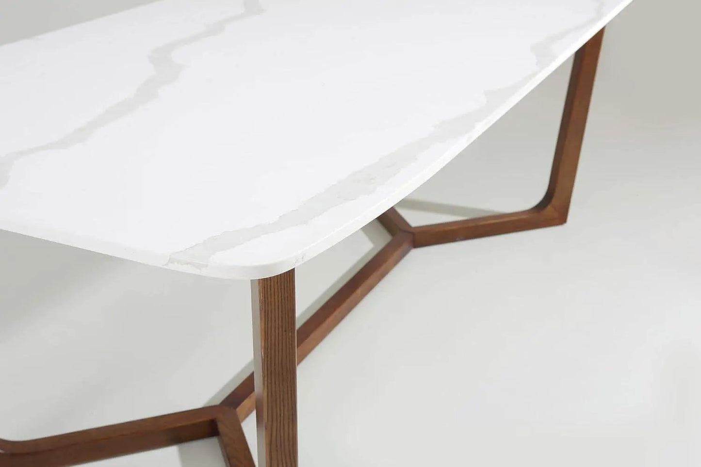 Adelaide Calacatta Quartz Dining Table Walnut Base from PriceLows™