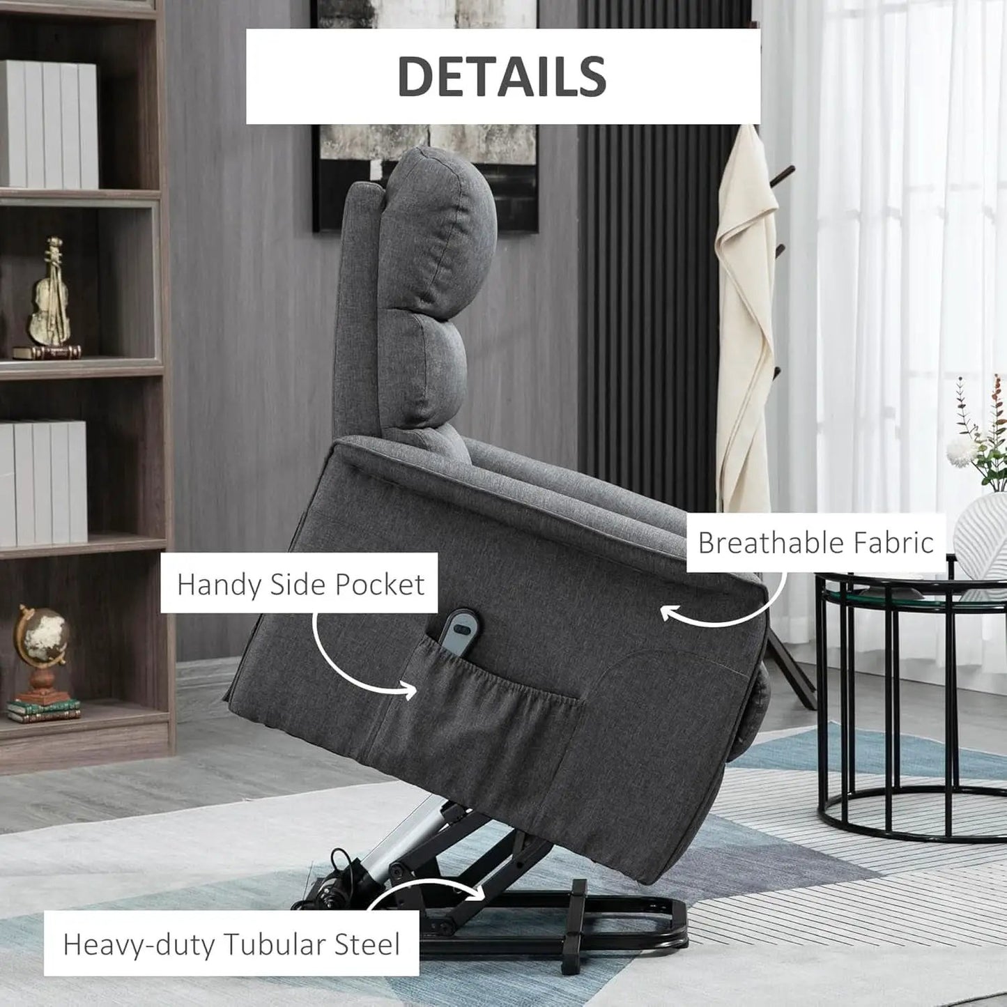 Power Lift Recliner Chair Gray With Remote Control from PriceLows™