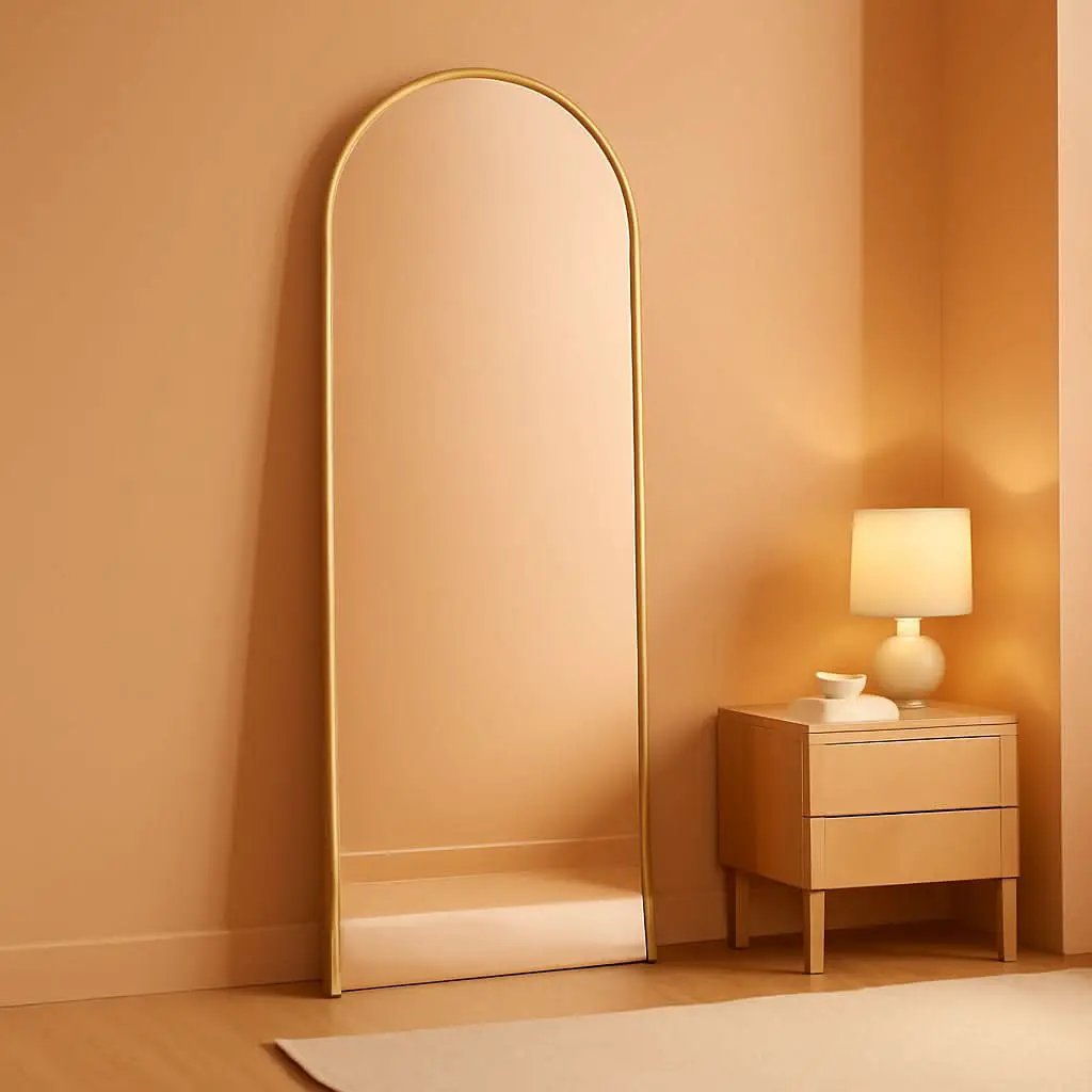 Nanoglass Arch Full Length Standing Mirror 71x26 In Gold from PriceLows™
