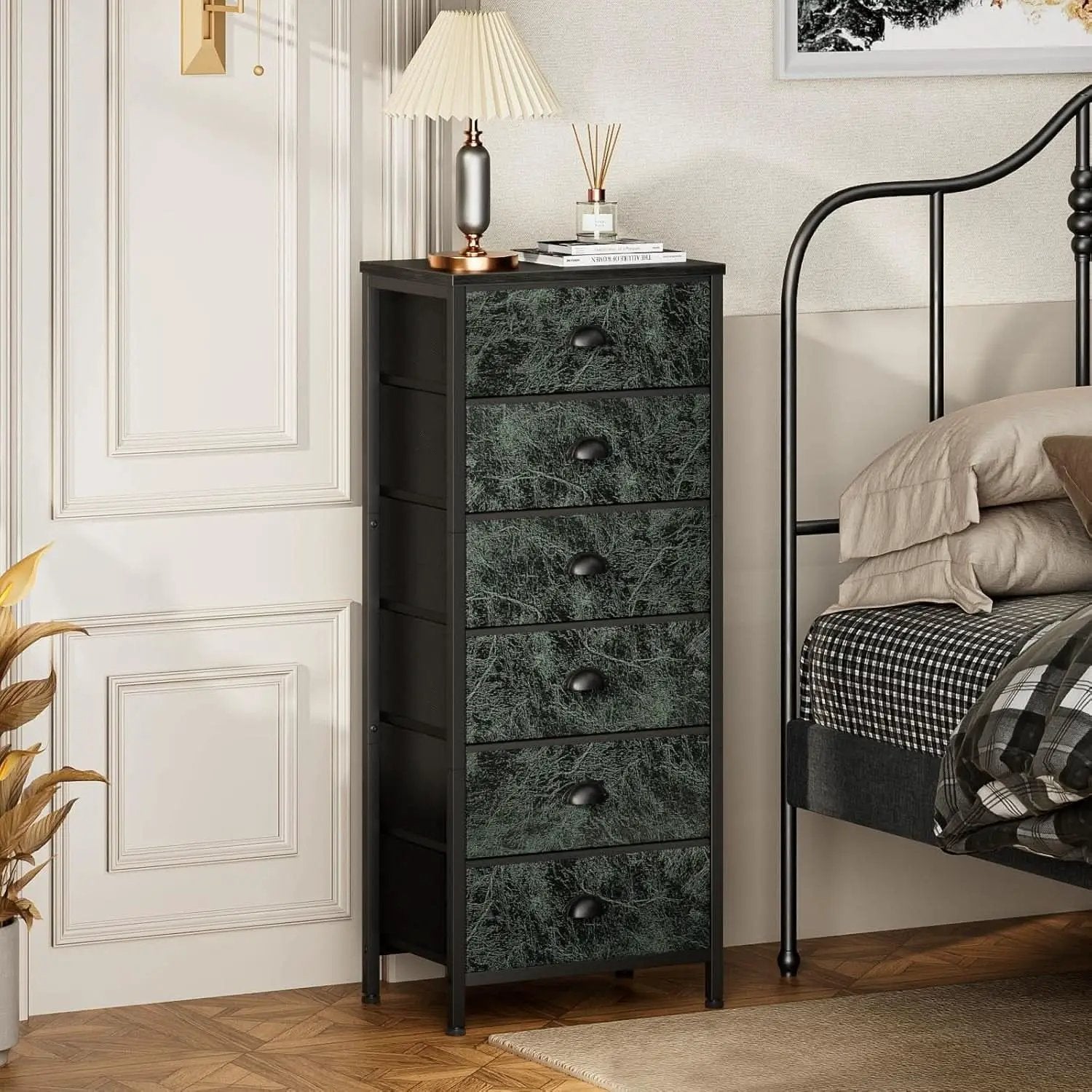 Vertical Dresser With 6 Drawers For Bedroom Vintage Green from PriceLows™