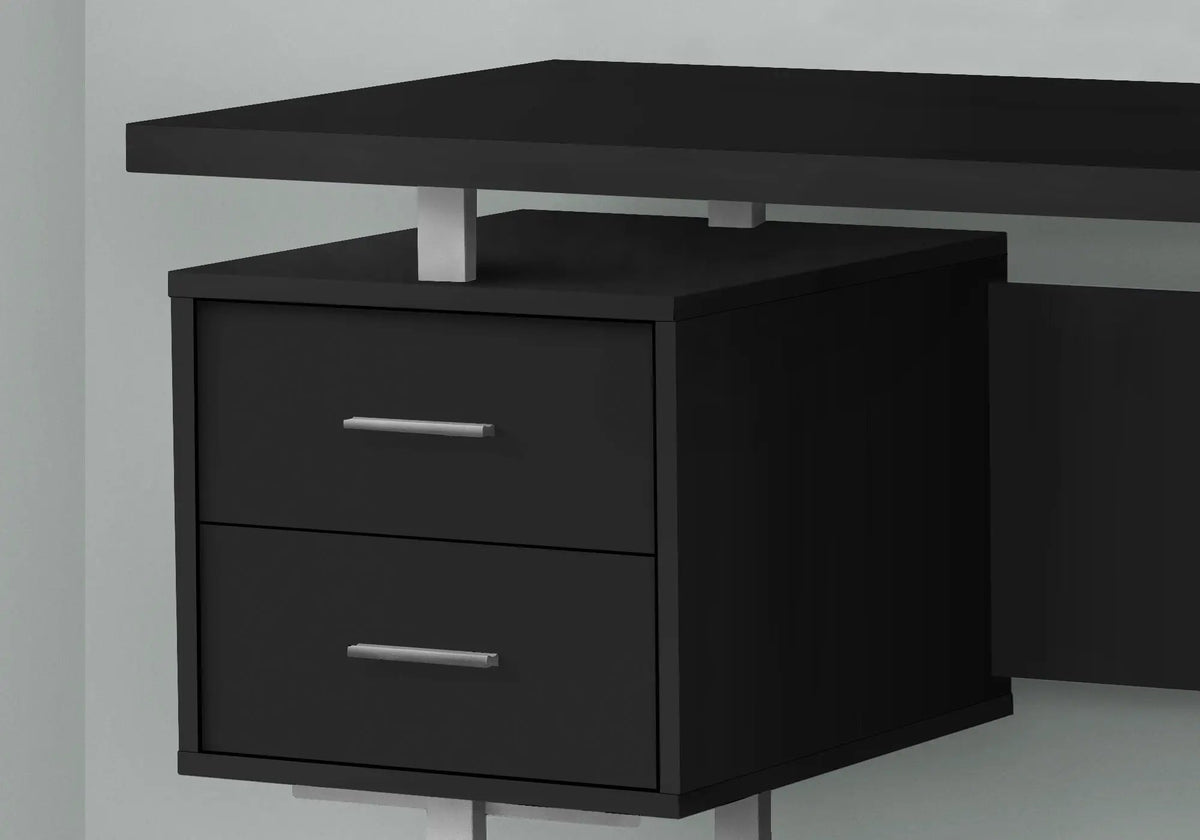 60 Inch Computer Desk | Laminate Finish | Two Top Drawers And File Drawer | Reversible Set-Up