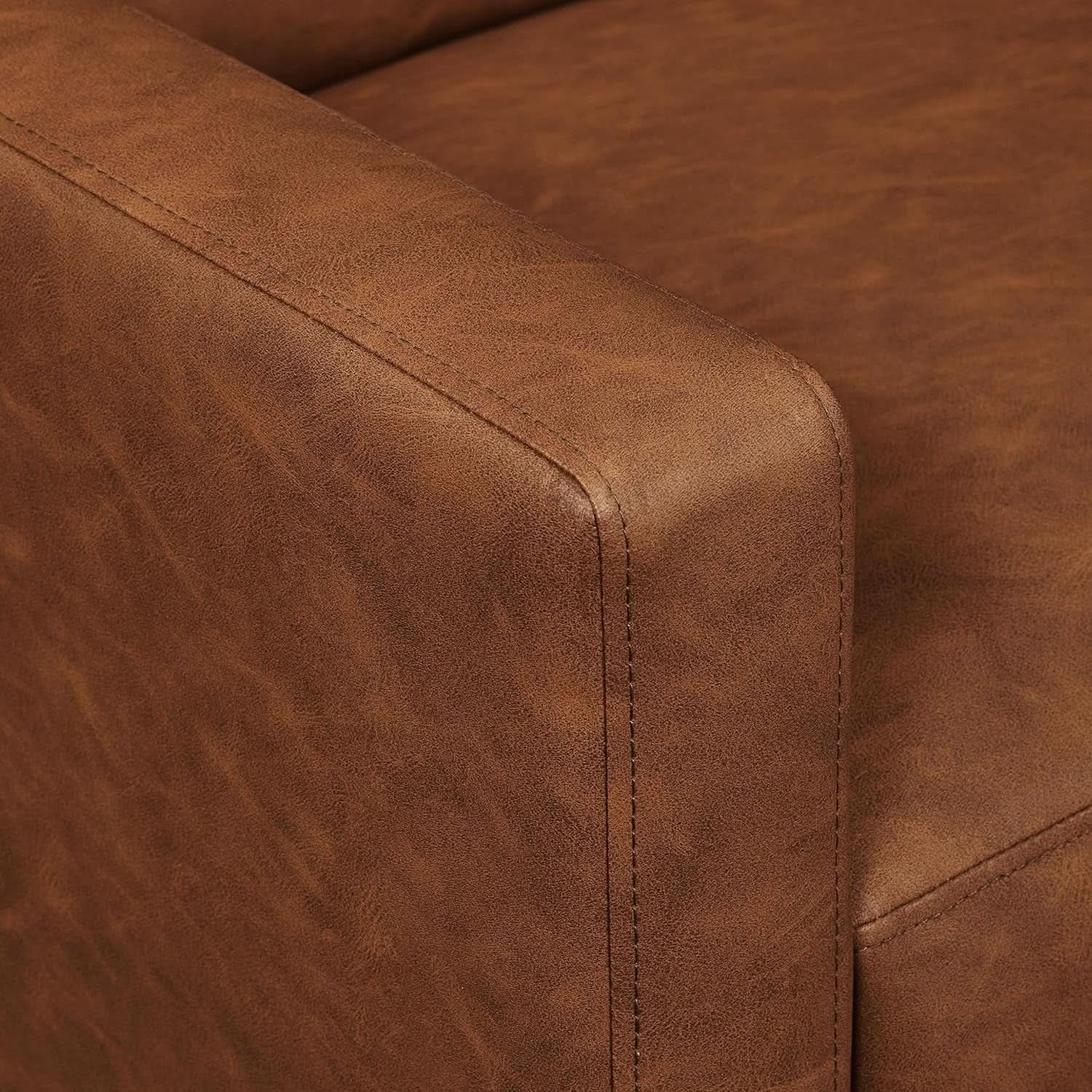 Brown Faux Leather Recliner Sofa Adjustable Back Footrest from PriceLows™