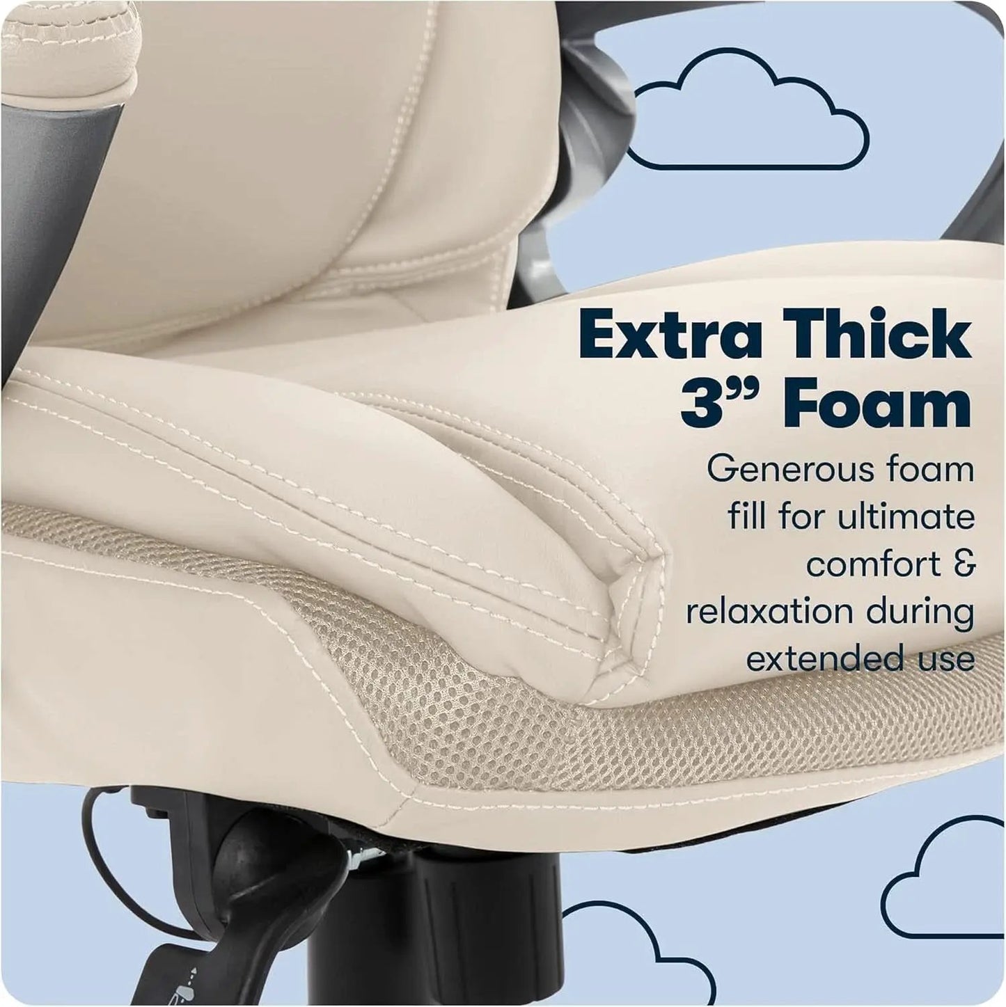 Executive Office Chair With AIR Lumbar Support Cream White from PriceLows™
