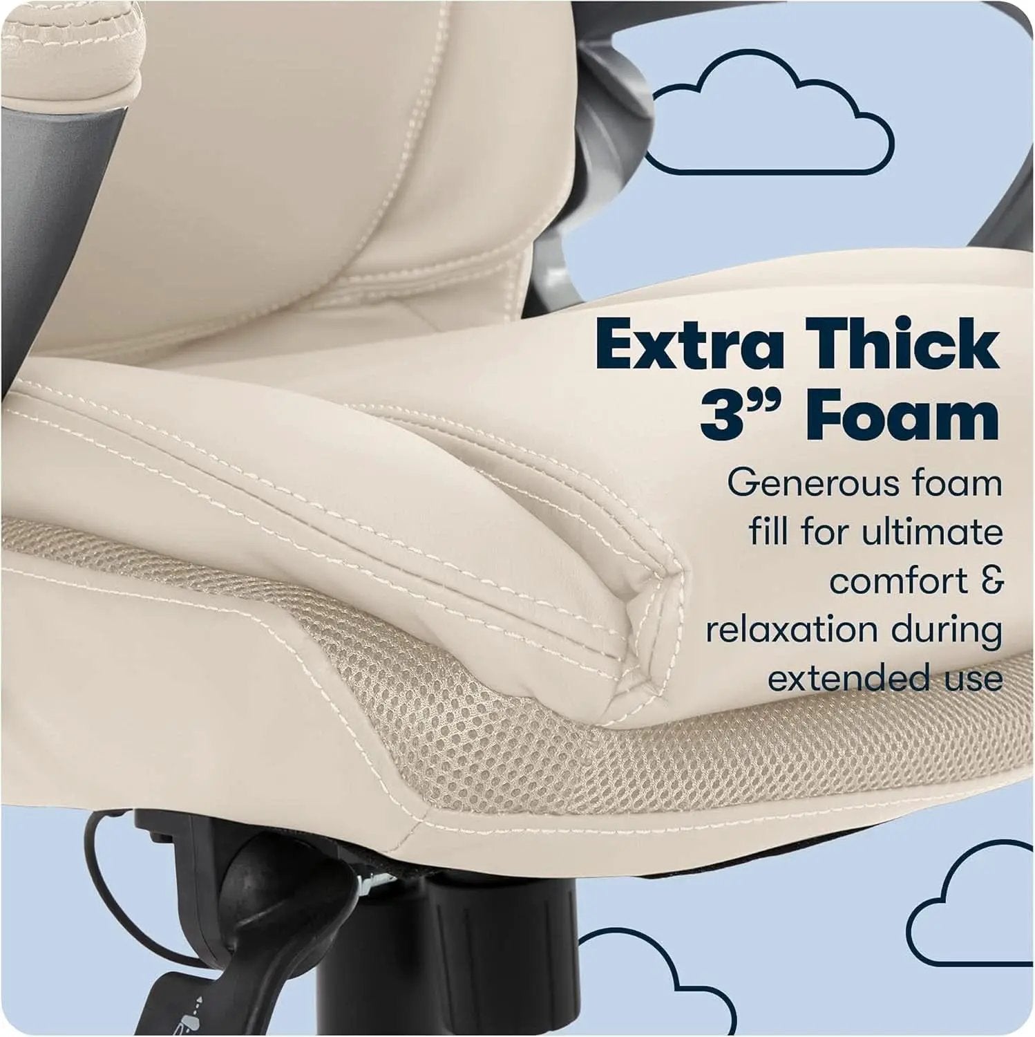 Executive Office Chair With AIR Lumbar Support Cream White from PriceLows™