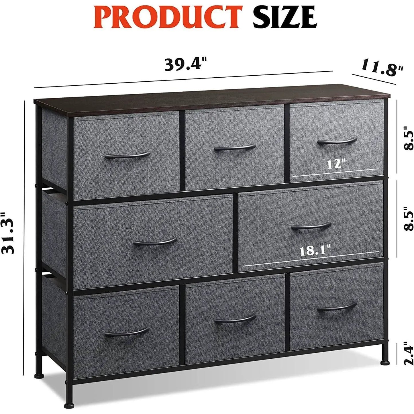 Fabric Dresser With TV Stand 8 Drawer Bedroom Storage from PriceLows™