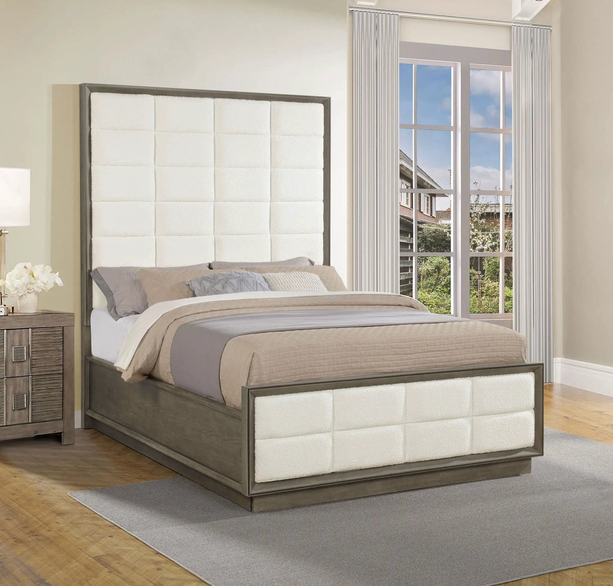 Durango 80-inch Queen Panel Bed Taupe | 65 x 86 x 80 in | Engineered Wood & Veneer | Oak