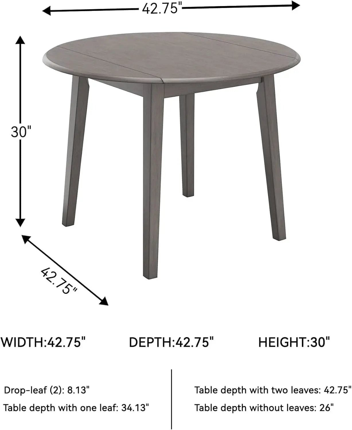 Gray Drop Leaf Dining Table Seats Four With Two Leaves from PriceLows™
