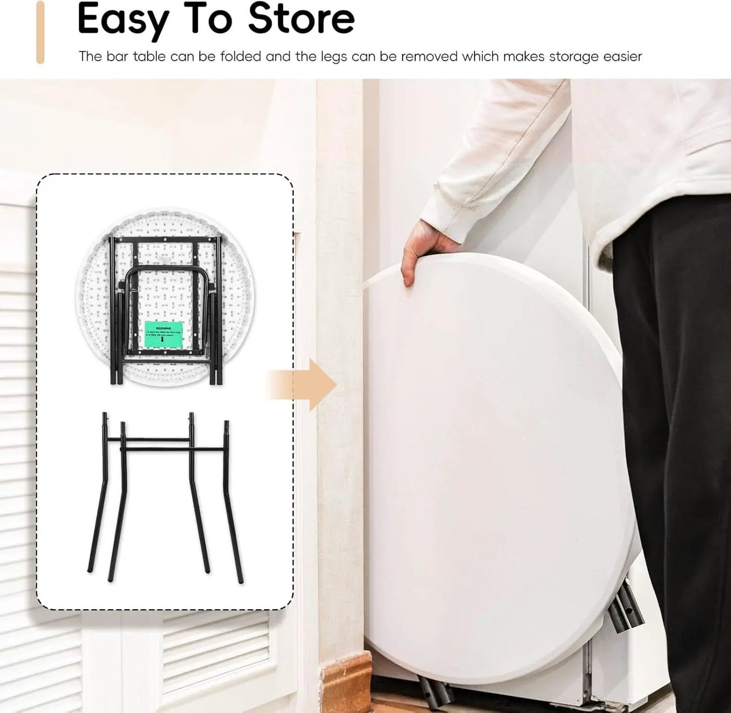 28In Ultra Portable Folding Bar Height Cocktail Table from PriceLows™