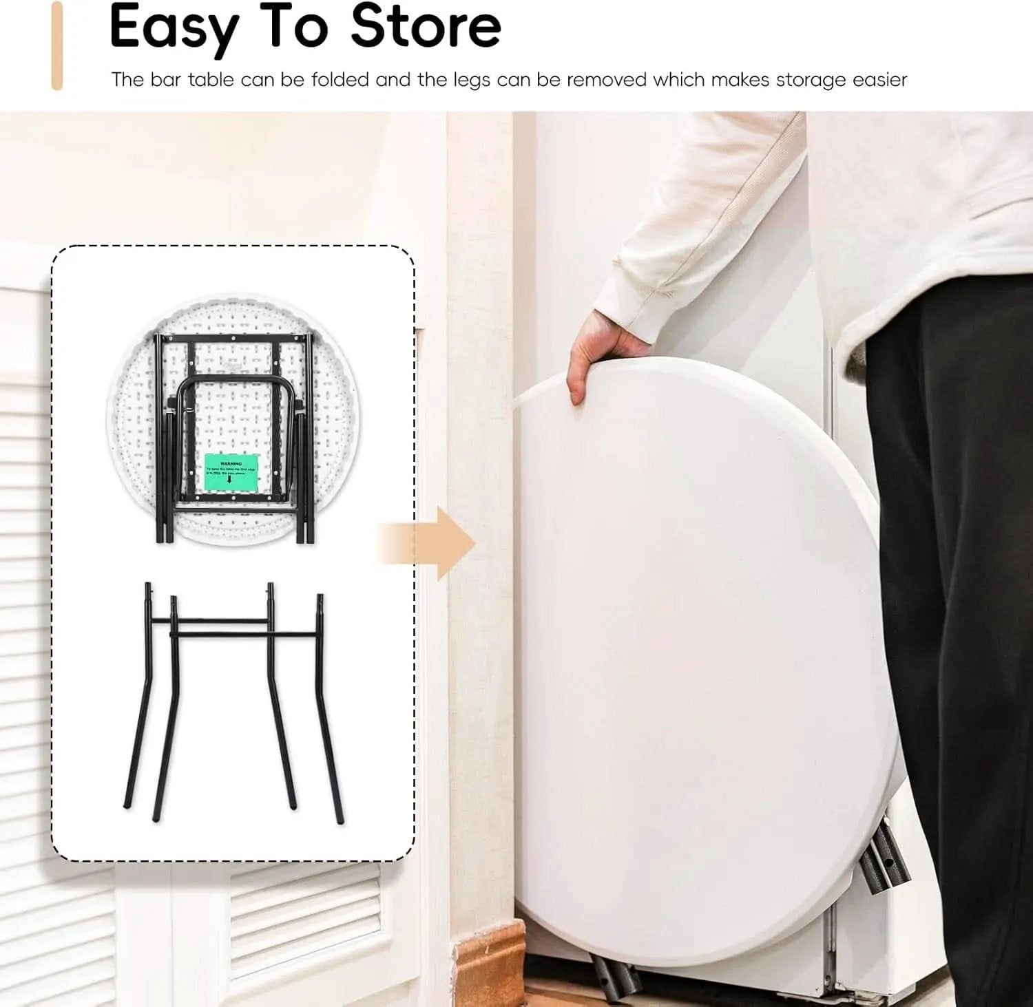 28In Ultra Portable Folding Bar Height Cocktail Table from PriceLows™