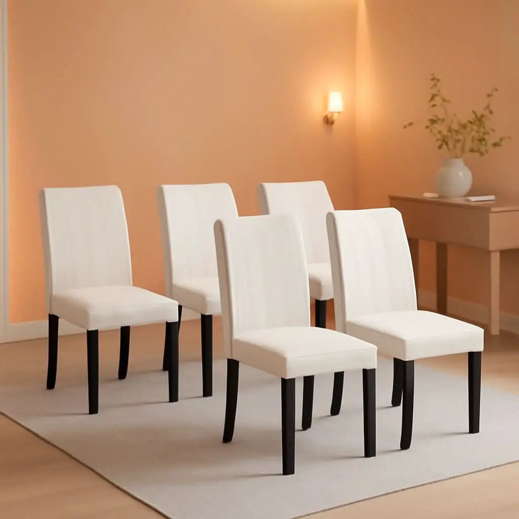 Beige Luxuriously Upholstered Dining Chairs Set Six from PriceLows™