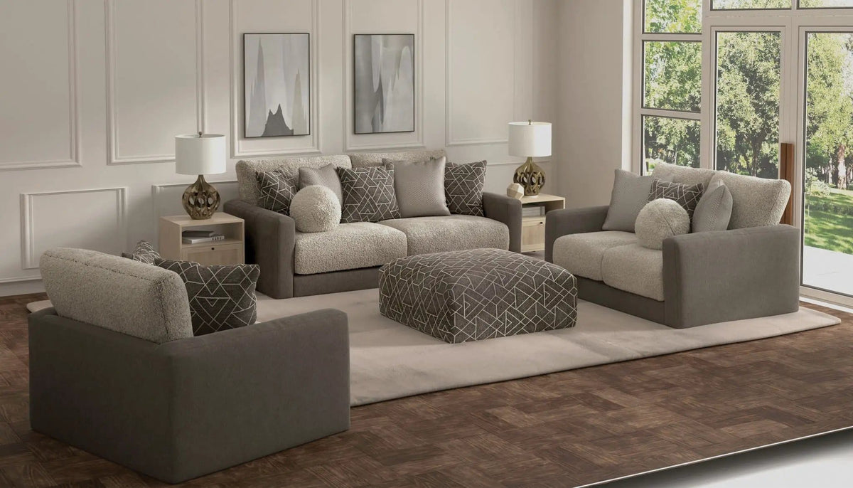 Reddington Cocktail Ottoman | 40 x 40 x 19 in | Velvet & Fabric | Umber