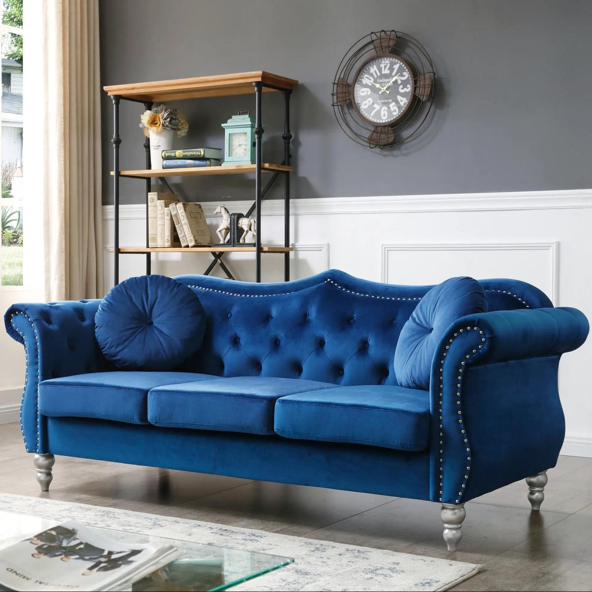 Hollywood Sofa | Updated Glam Design | Hand-Applied Nailhead Trim | Pocketed Coil Cushions