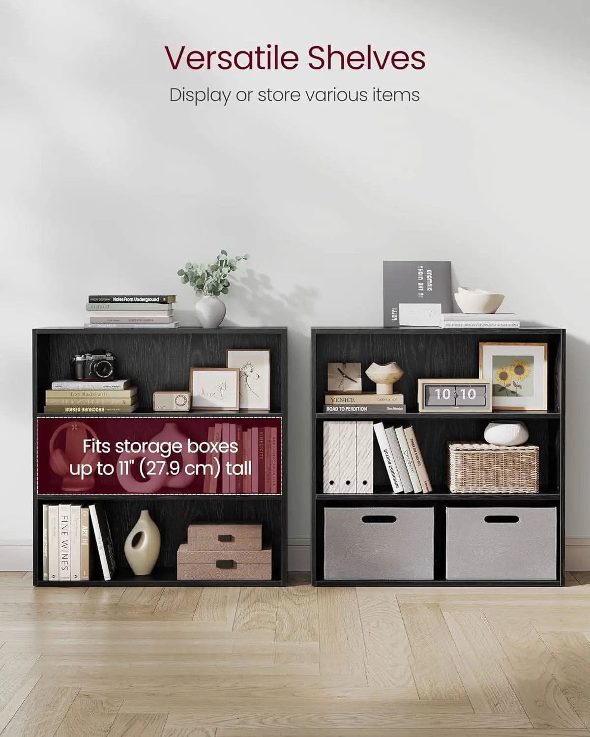 Vasagle Custos 3 Tier Ebony Bookshelf With Adjustable Shelves from PriceLows™