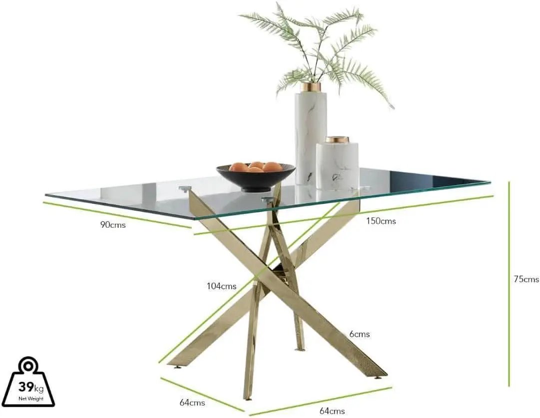Leonardo Gold Glass Top Dining Table Modern Premium from PriceLows™