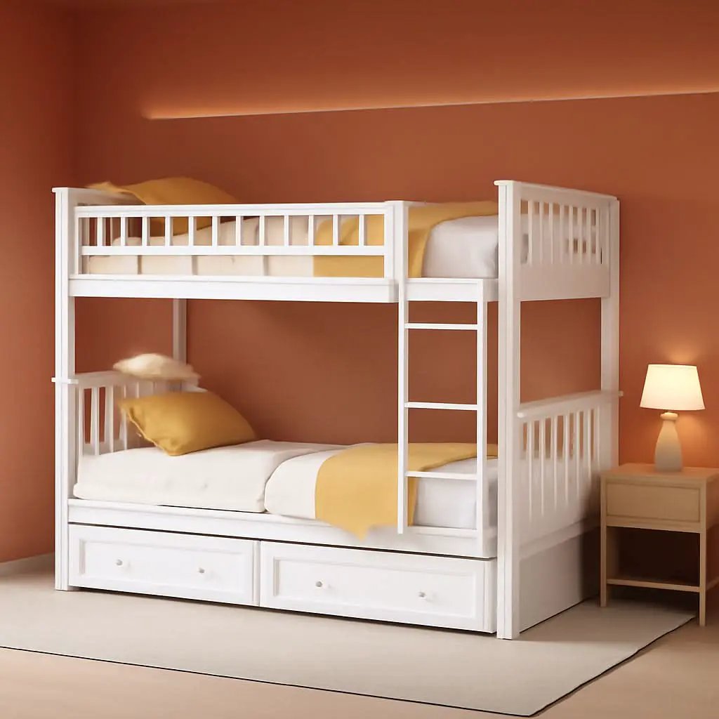 White Convertible Wood Twin Over Twin Bunk Bed With Storage Drawers from PriceLows™