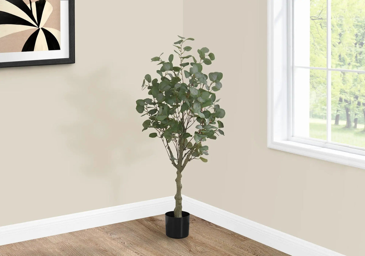 46 Inch Artificial Eucalyptus Tree | 264 Real Touch Leaves | Indoor Faux Floor Plant | Potted
