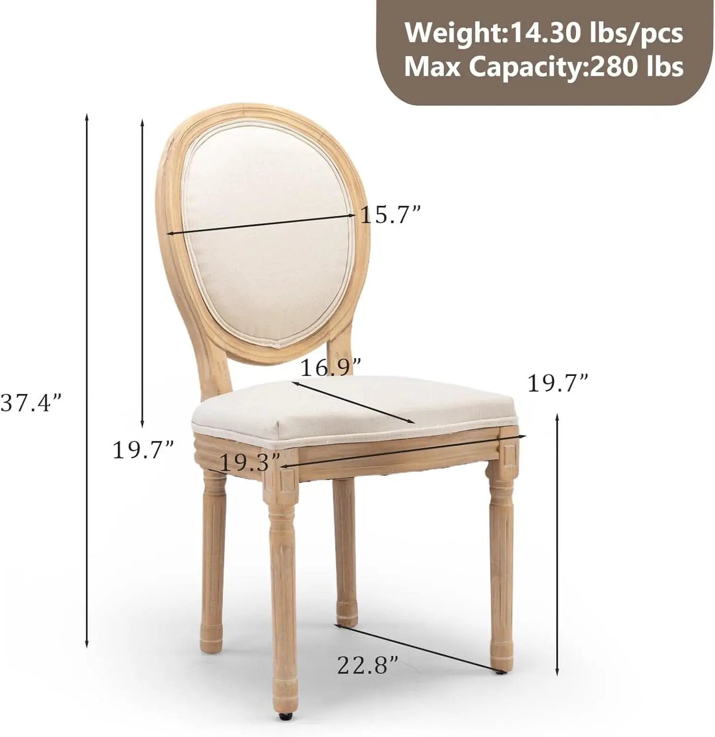 Beige Fabric French Country Dining Chairs Set Of 6 Oval Back from PriceLows™