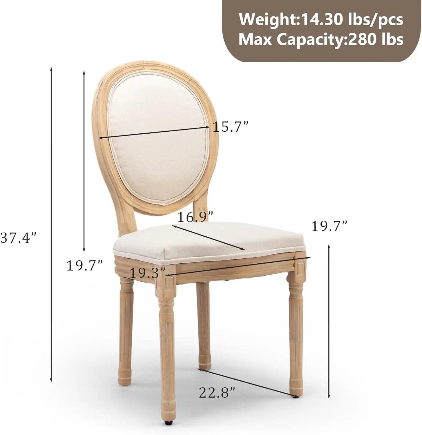 Beige Fabric French Country Dining Chairs Set Of 6 Oval Back from PriceLows™