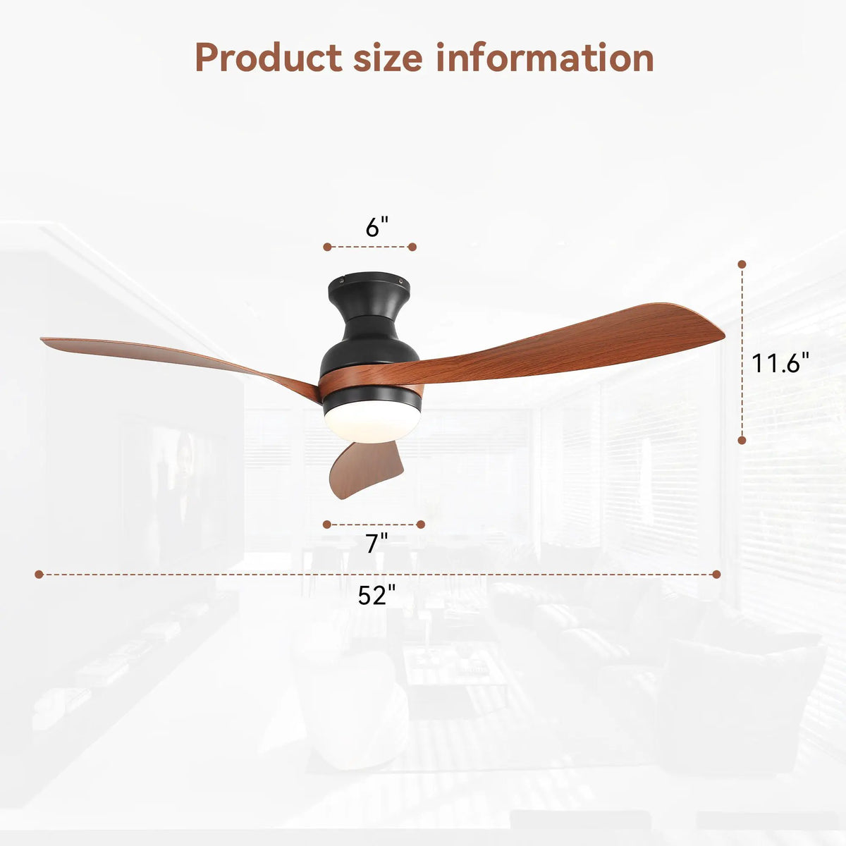 LED Ceiling Fan With Remote | 3 Blades | Reversible DC Motor | 6 Speeds Dimmable Light