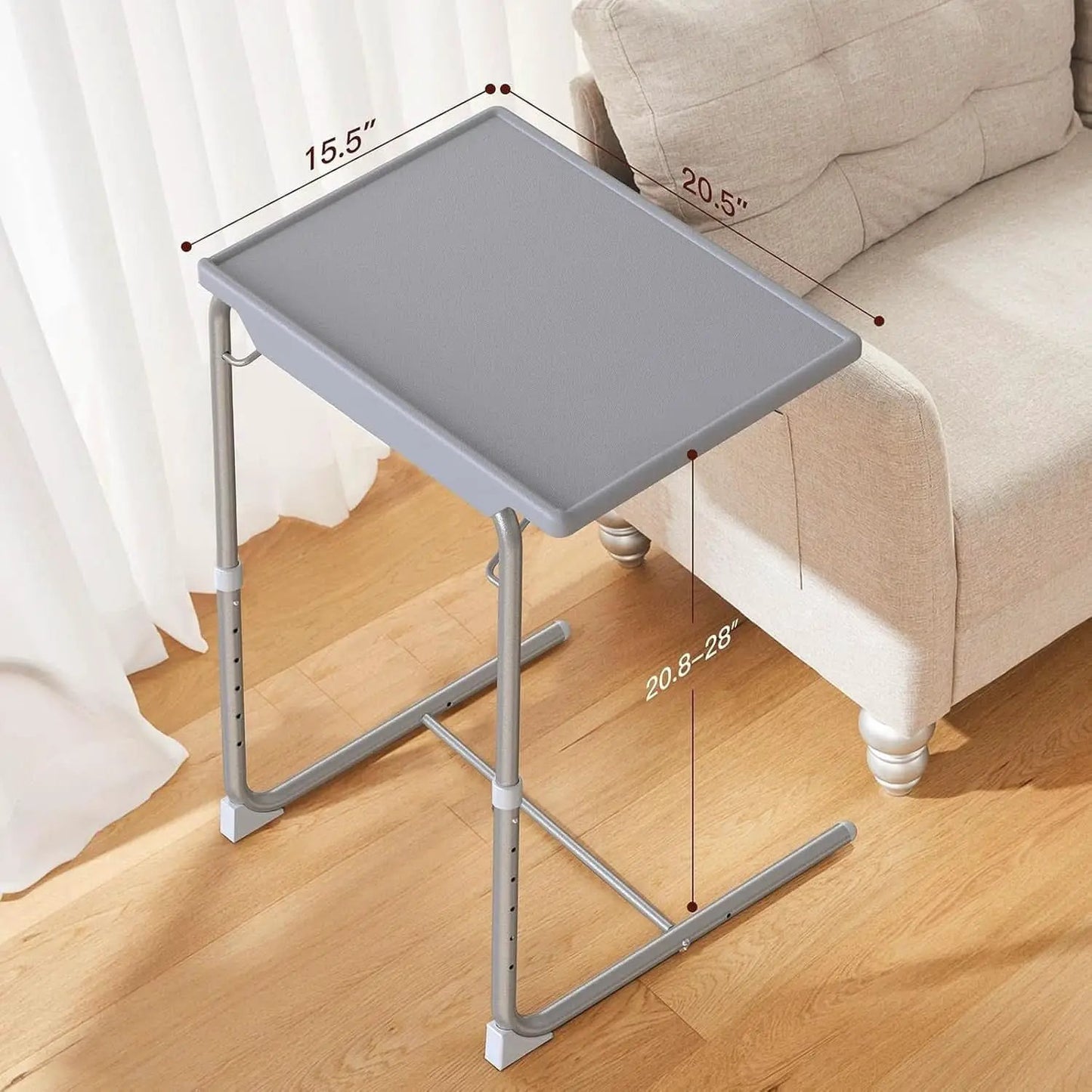 Gray Adjustable TV Tray Table For Bed And Sofa With 6 Height 3 Tilt from PriceLows™