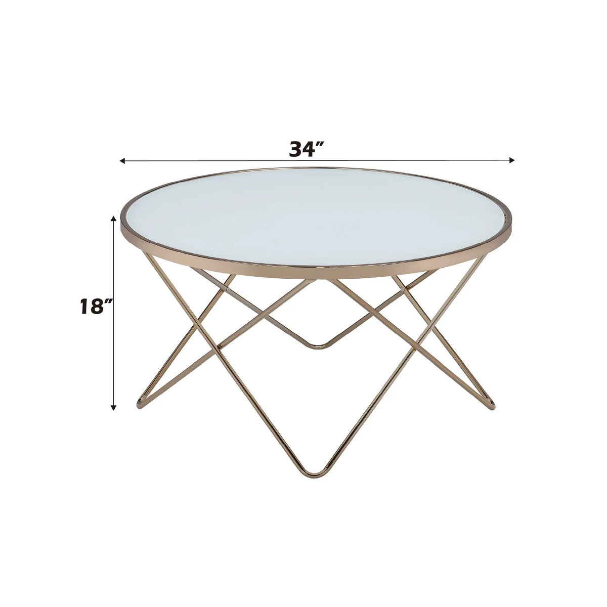 Valora Glass Coffee Table | Round 34 Inch | 5mm Smoky Glass Top | Overlapped Metal Base