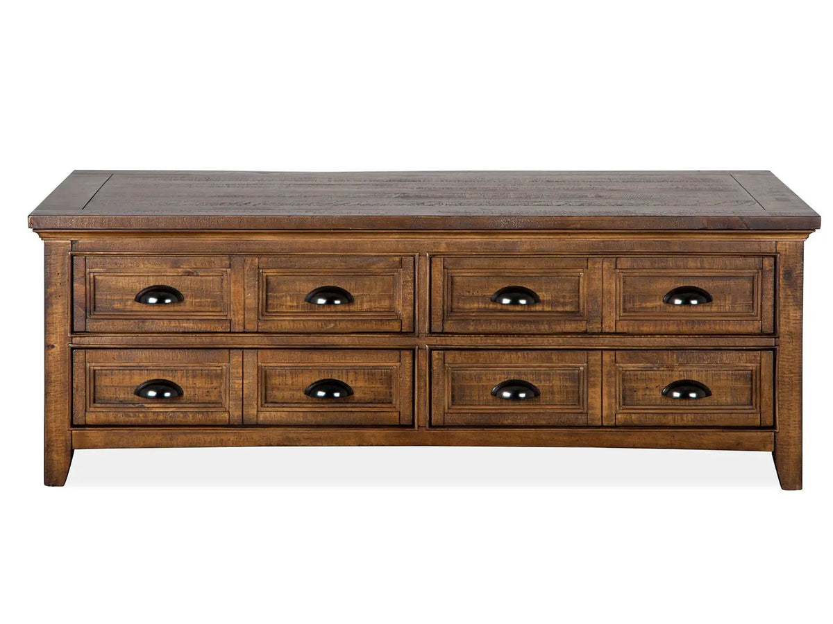 Bay Creek Lift Top Cocktail Table | Toasted Nutmeg | Storage With Casters | Pine Veneer