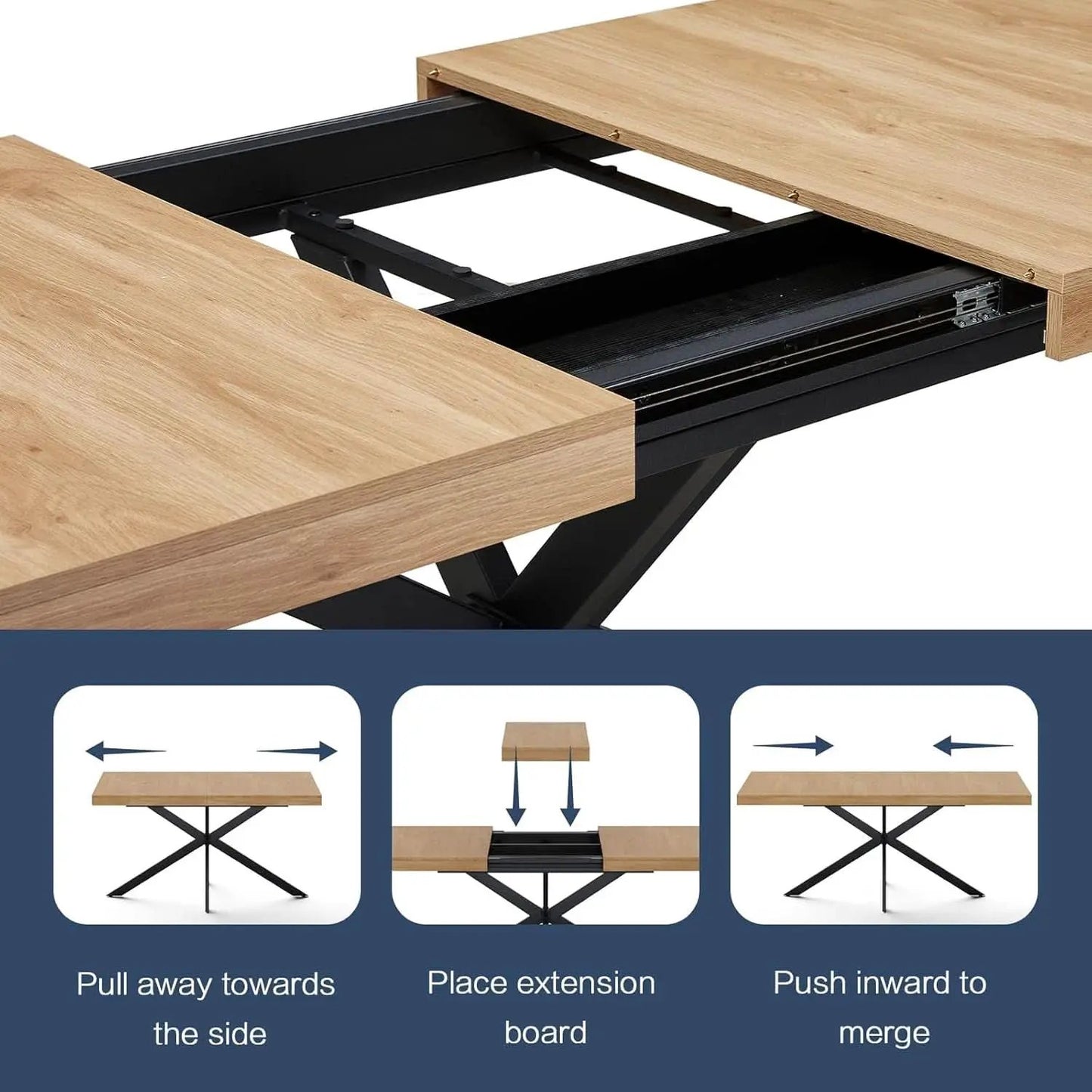 Extendable Wood Dining Table 55 To 70 With Removable Leaves from PriceLows™