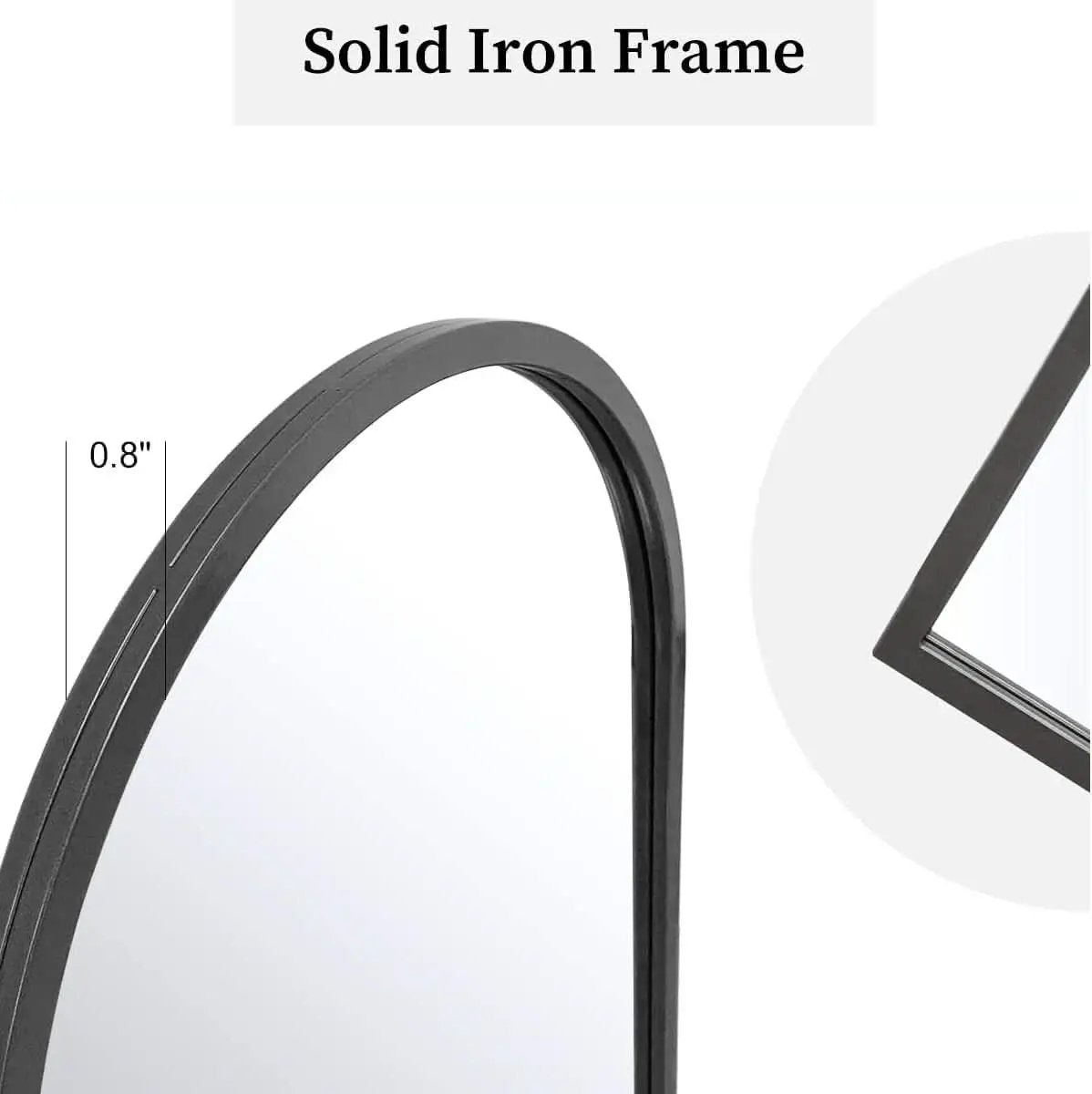 Black Arched Wall Mirror 42x24 Inches With Iron Frame from PriceLows™