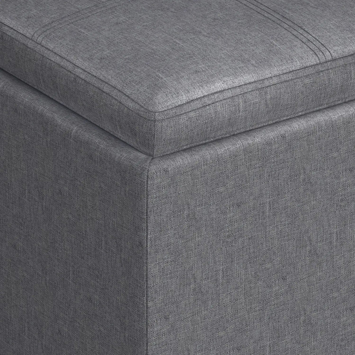 Rockwood Upholstered Cube Ottoman | Flip Over Serving Tray | Large Interior Storage | 16.9 Inch Cube